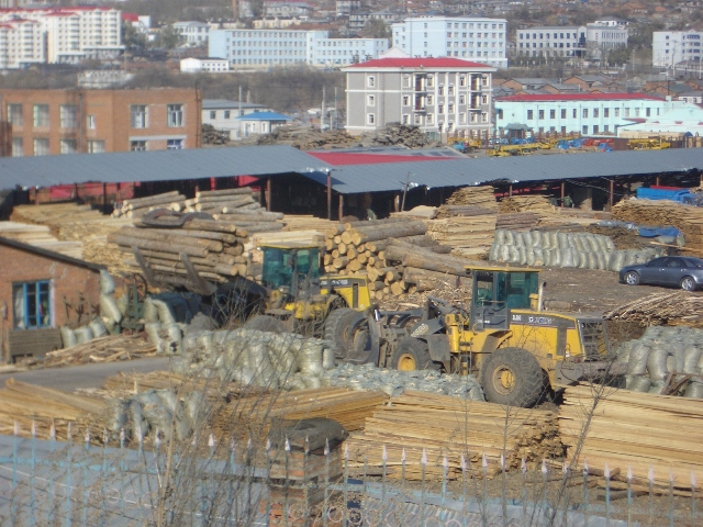 Logging yards in Suifenhe